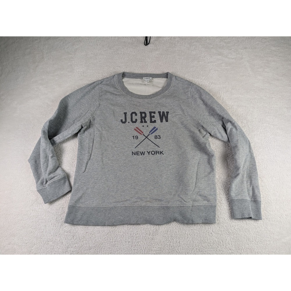 J.Crew New York Rowing Graphic Sweatshirt Gray French Terry Medium C1767
